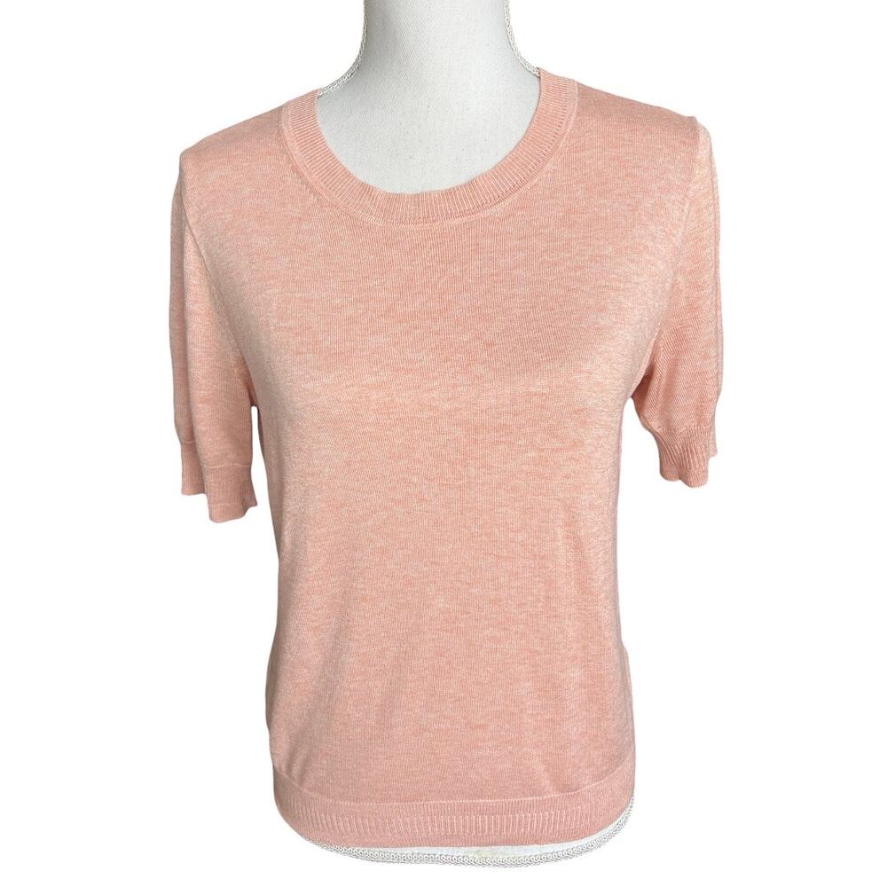 J.Crew blush pink crewneck sweater blouse preppy timeless classic workwear